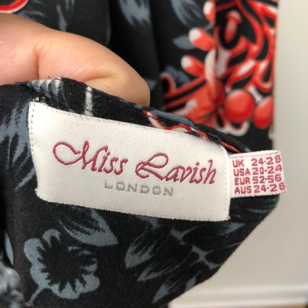 Miss Lavish London Kaftan Dress Lot Womens 20-24 Plus Black Red Floral Kimono - Picture 8 of 16